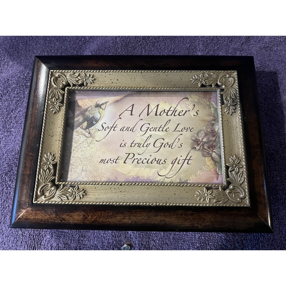 Vintage Sankyo Music Box Trinket Jewelry w/inlay Plays Music. "A Mother's‎ Love"